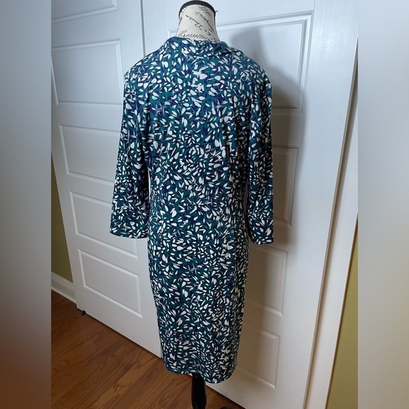 ELIZA J Blue White and Green Faux Wrap Dress Printed 16P - Picture 5 of 7